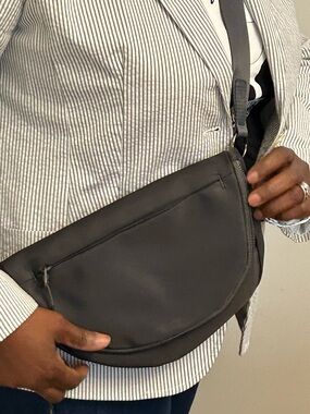 Men's/ Women’s Charcoal Grey Nylon Crossbody Bag
